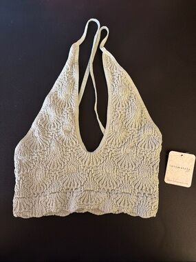 Free people  intimayely Smocked Halter Crop Top in Light Sage XS/S